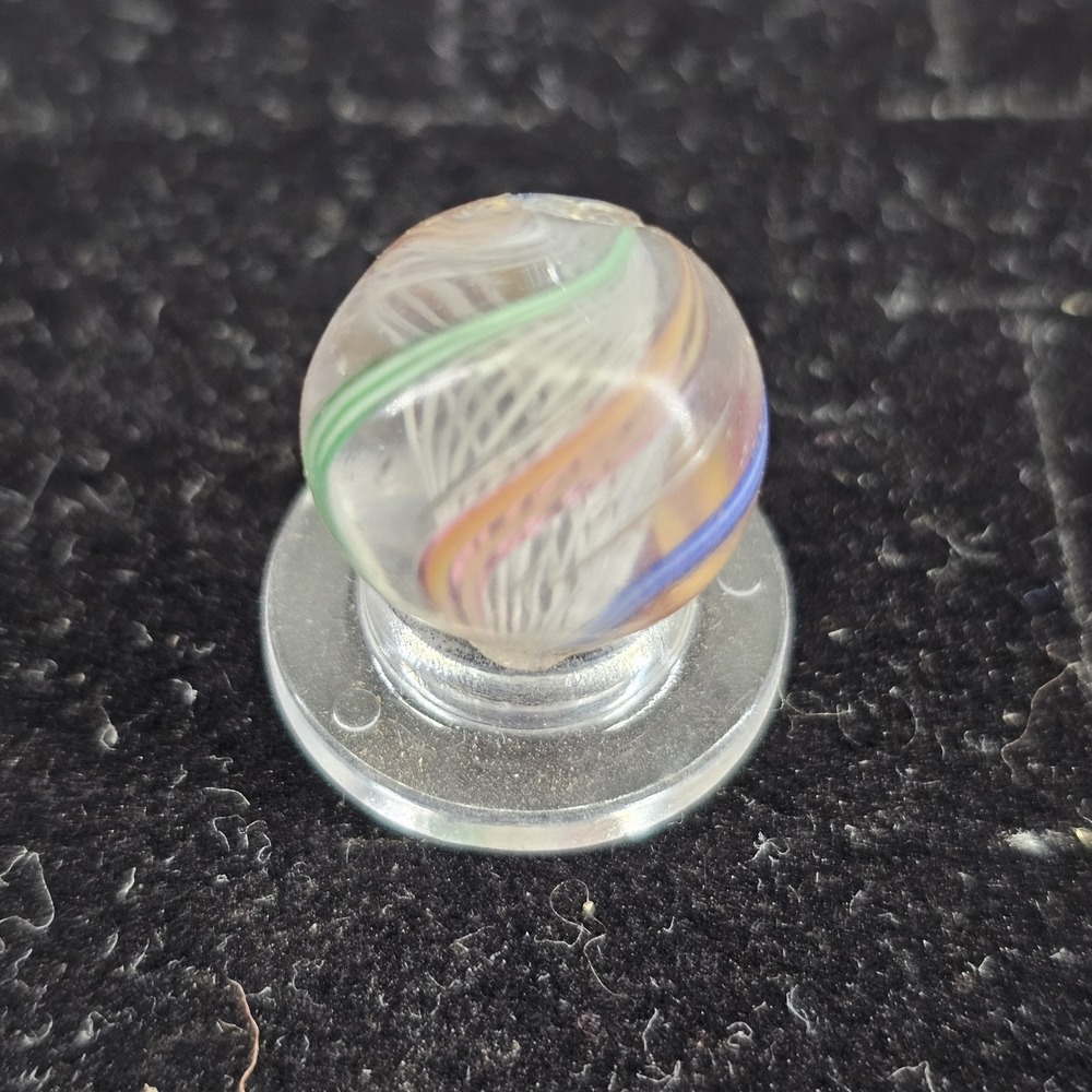 .60" - ANTIQUE GERMAN MARBLES MULTICOLOR LATTICINO